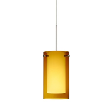 Besa Lighting Pahu 4 Cord Pendant, Trans. Armagnac/Opal, Satin Nickel Finish, 1x5W LED 1XT-G44007-LED-SN